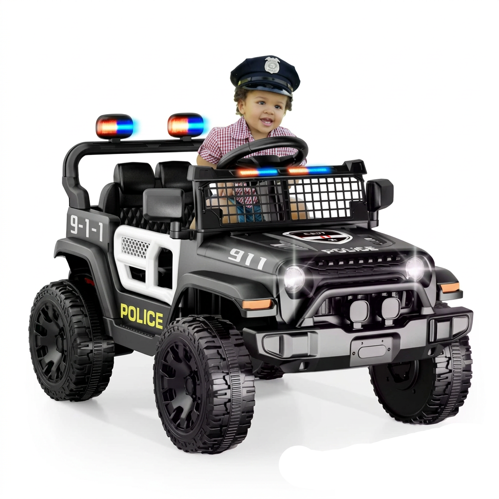 Ride On Car for Kids, Police Electric Car with Parent Remote Control