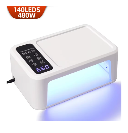 480W Professional UV LED Nail Lamp – 140 LEDs Fast Gel Polish Dryer with LCD Screen