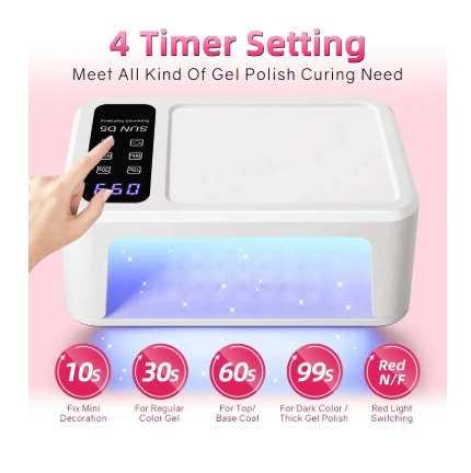 480W Professional UV LED Nail Lamp – 140 LEDs Fast Gel Polish Dryer with LCD Screen