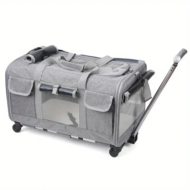 Large Foldable Pet Trolley Travel Carrier Bag for Dogs Cats