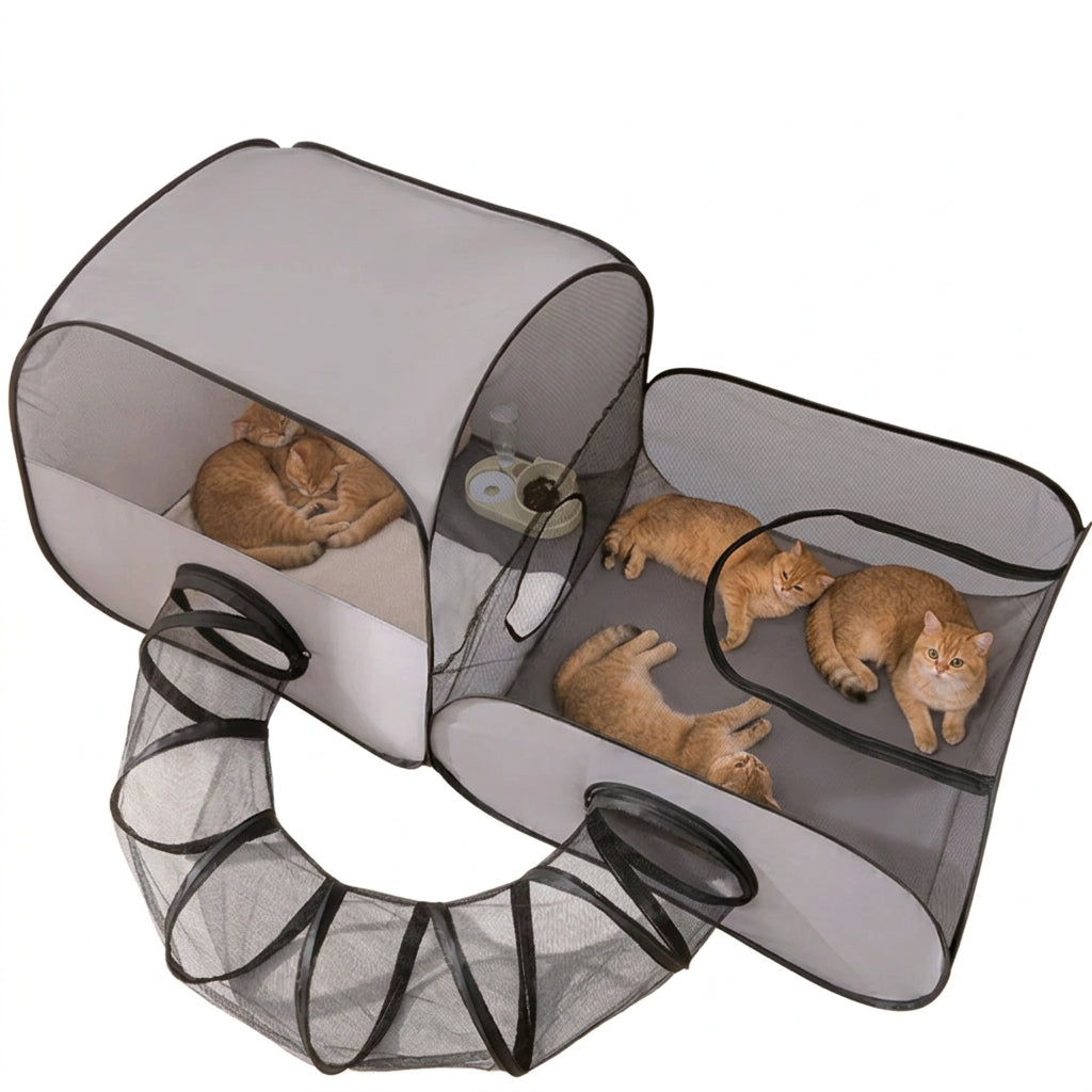 Foldable Cat Tunnel Play House with Breathable Mesh