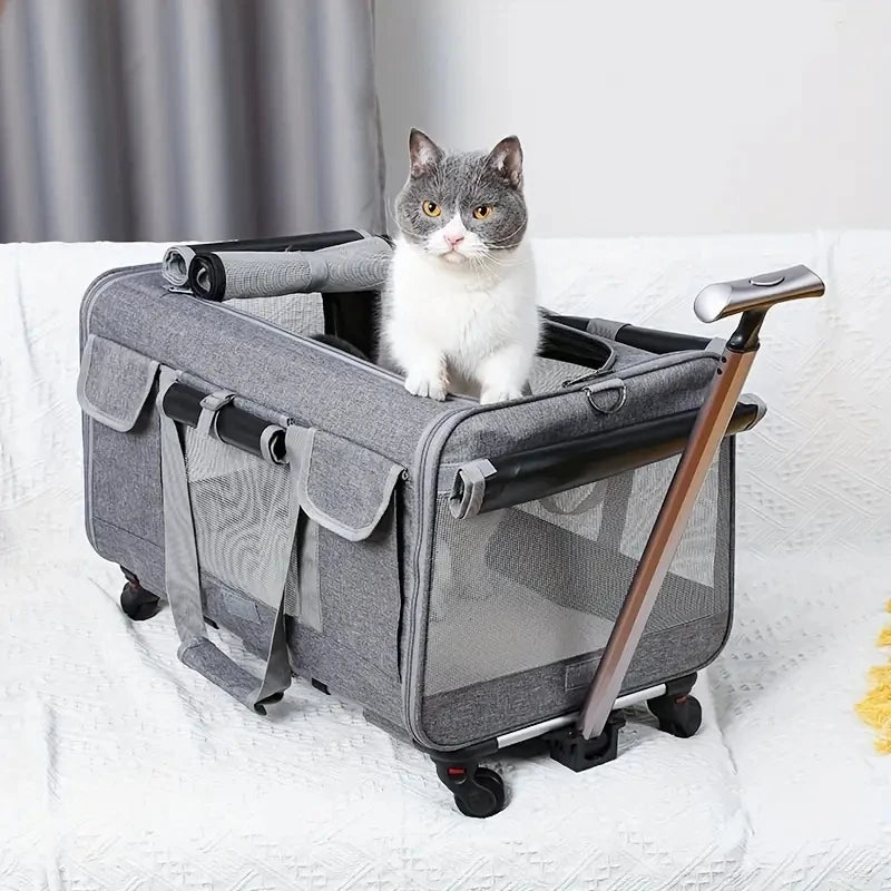 Large Foldable Pet Trolley Travel Carrier Bag for Dogs Cats