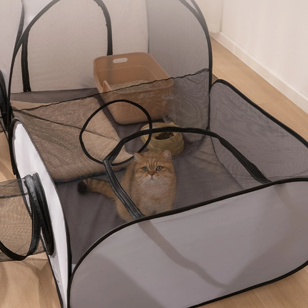 Foldable Cat Tunnel Play House with Breathable Mesh