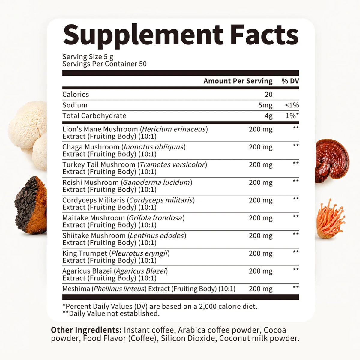 Organic Lion's Mane Mushroom Coffee with Reishi Cordyceps Powder