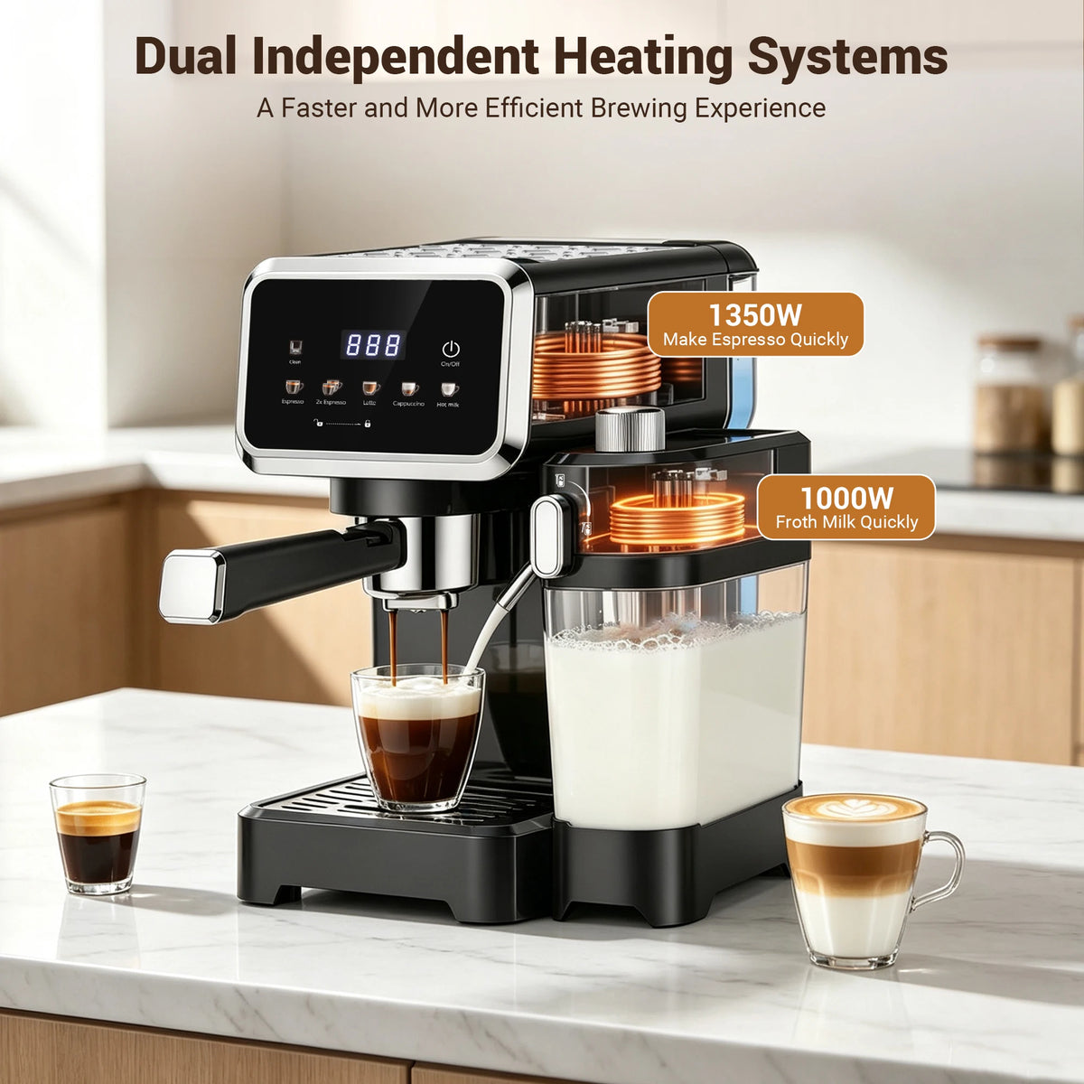 20-Bar Stainless Steel Espresso Machine with Automatic Milk Frother