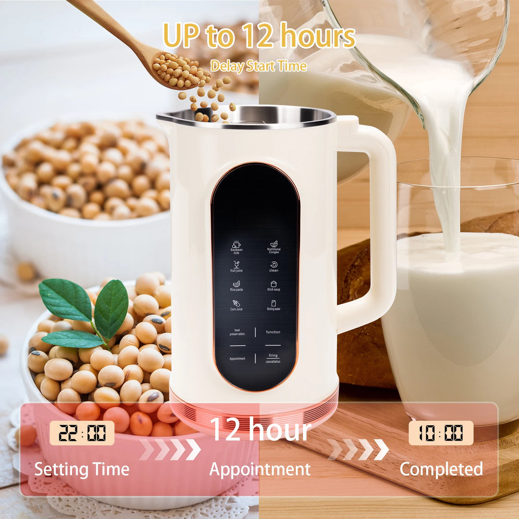 Automatic Electric 8-in-1 Nut and Soy Milk Maker 48 fl oz