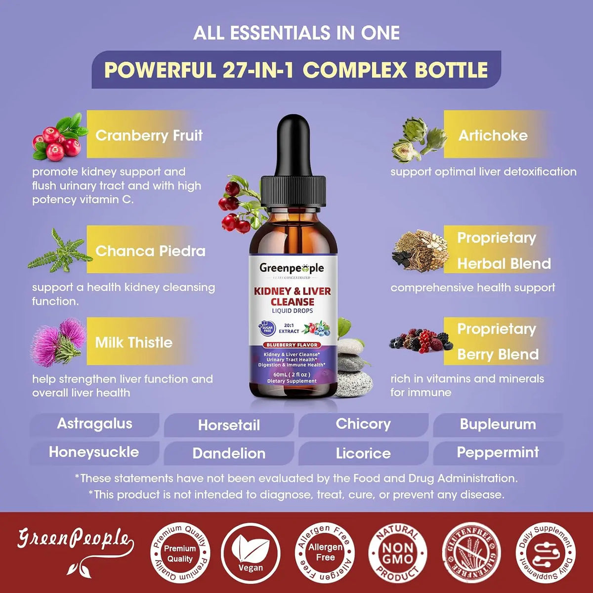 Cranberry Extract 1000mg Urinary Bladder Health Dietary Supplement Drops