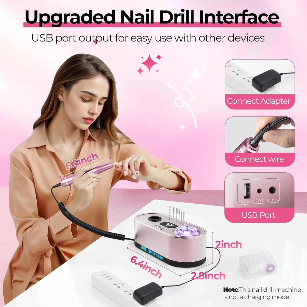 Electric Nail Drill 40000RPM Nail File Kit LCD Display