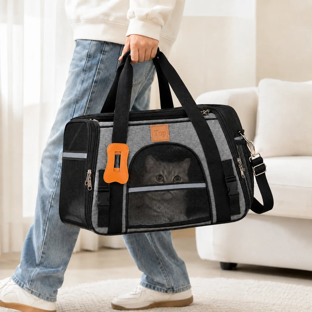 Breathable Mesh Travel Pet Carrier Shoulder Bag for Cats Dogs