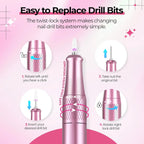 Electric Nail Drill 40000RPM Nail File Kit LCD Display