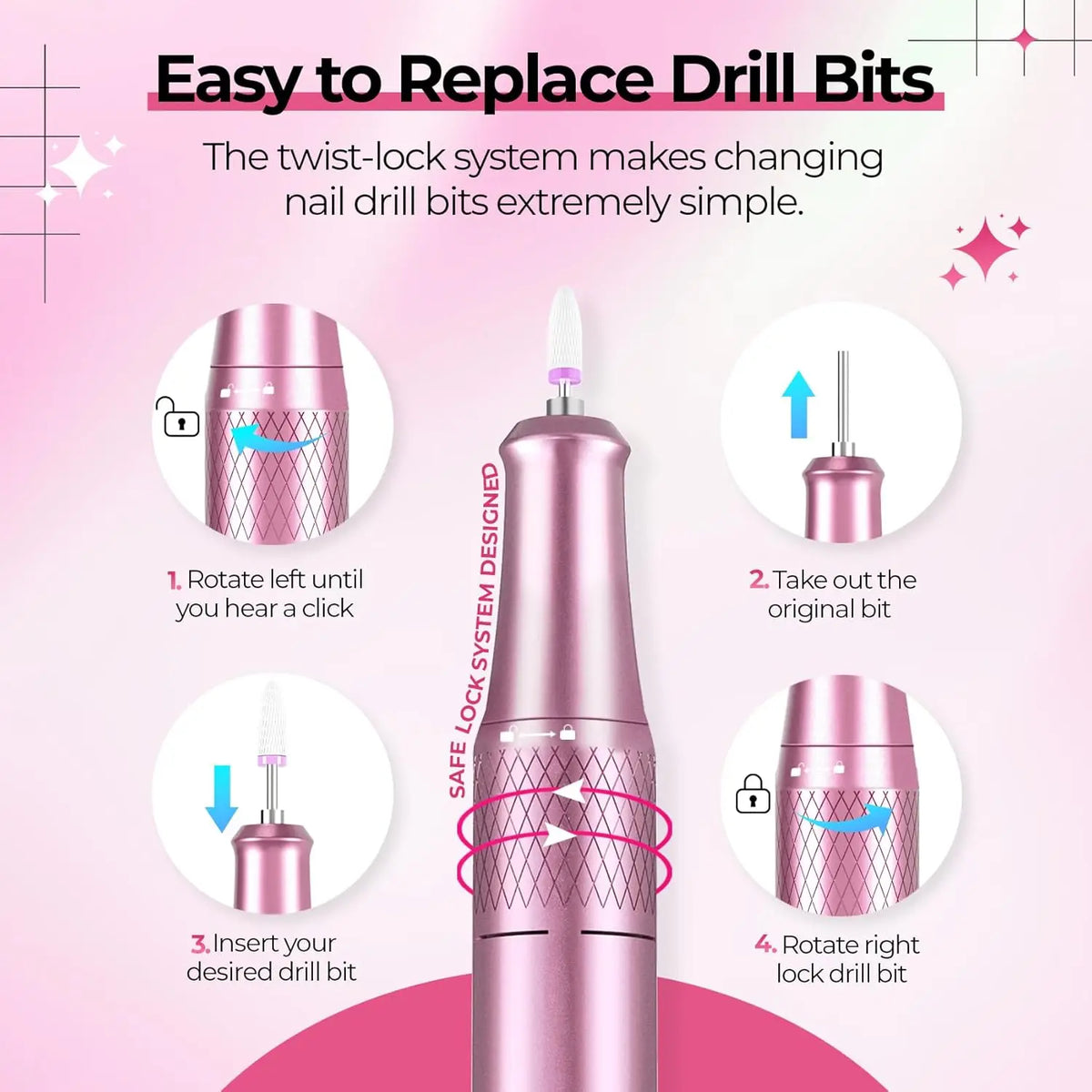 Electric Nail Drill 40000RPM Nail File Kit LCD Display
