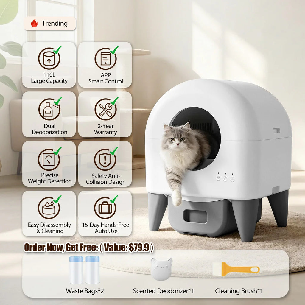 Automatic Self Cleaning Enclosed Cat Litter Box for Cats