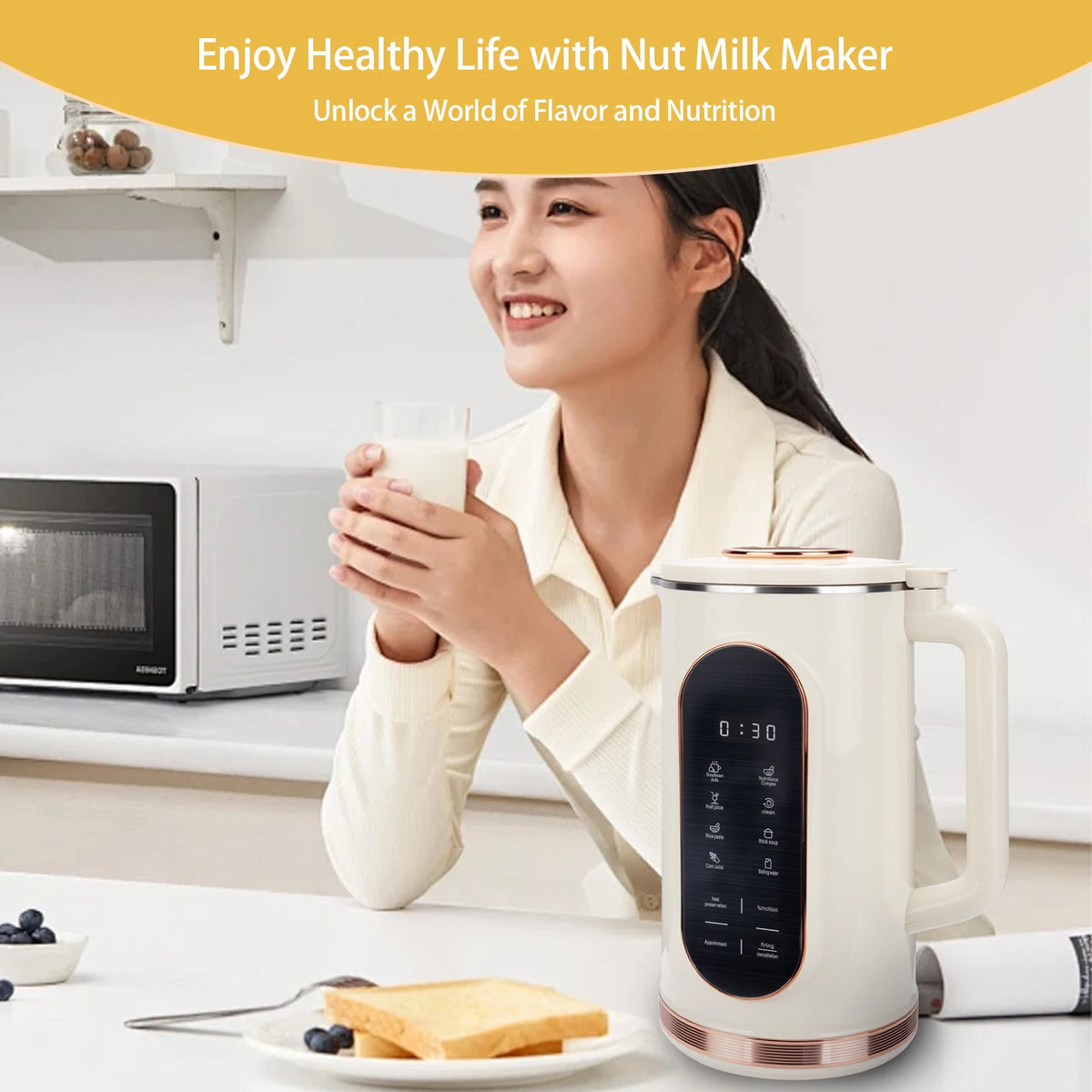 Automatic Electric 8-in-1 Nut and Soy Milk Maker 48 fl oz