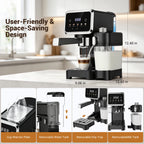 20-Bar Stainless Steel Espresso Machine with Automatic Milk Frother