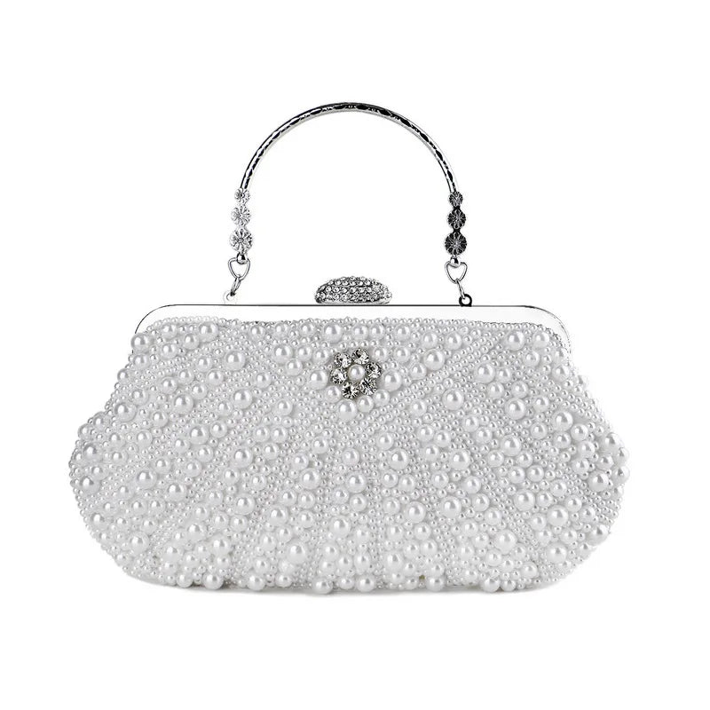 Women's Luxury Embroidery Floral Shell Evening Clutch Bag