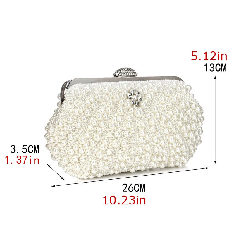 Women's Luxury Embroidery Floral Shell Evening Clutch Bag