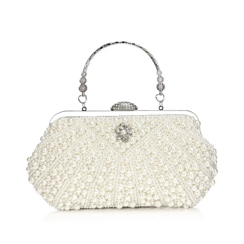 Women's Luxury Embroidery Floral Shell Evening Clutch Bag