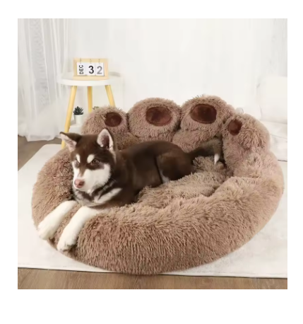 Bear Paw Shaped Pet Bed – Warm Fluffy Plush Cat & Dog Cushion Bed, Soft Calming Sofa Mat for Small, Medium & Large Pets (Indoor)