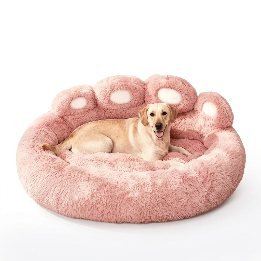 Bear Paw Shaped Pet Bed – Warm Fluffy Plush Cat & Dog Cushion Bed, Soft Calming Sofa Mat for Small, Medium & Large Pets (Indoor)