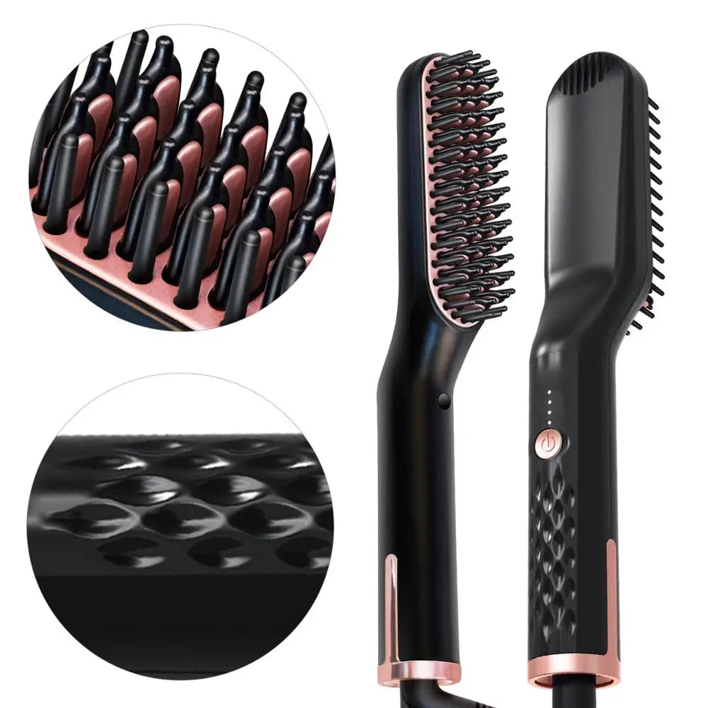 Electric Hair Straightening Brush and Beard Hot Comb