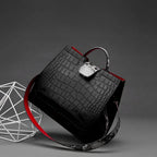 Women's Crocodile Pattern PU Leather Crossbody Shoulder Tote Bag
