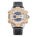Men's Digital Quartz Dual Time Stainless Steel Watch
