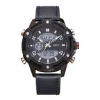 Men's Digital Quartz Dual Time Stainless Steel Watch