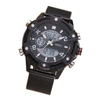 Men's Digital Quartz Dual Time Stainless Steel Watch
