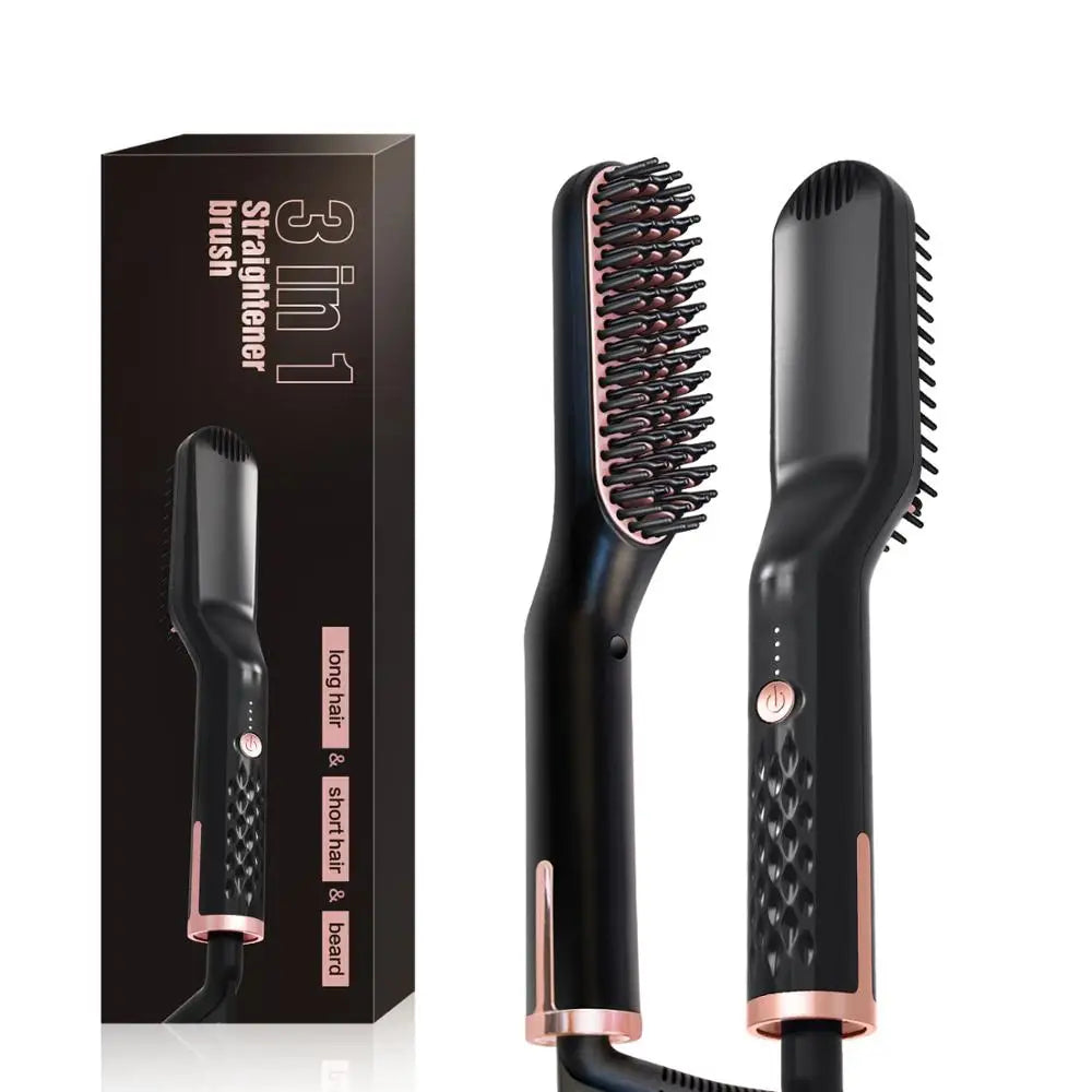 Electric Hair Straightening Brush and Beard Hot Comb