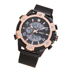 Men's Digital Quartz Dual Time Stainless Steel Watch