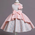 Girls' Sequin Satin Flare Sleeve Princess Party Dress