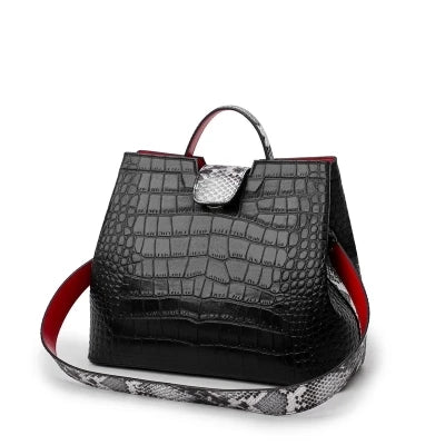 Women's Crocodile Pattern PU Leather Crossbody Shoulder Tote Bag