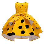 Girls' Sequin Satin Flare Sleeve Princess Party Dress