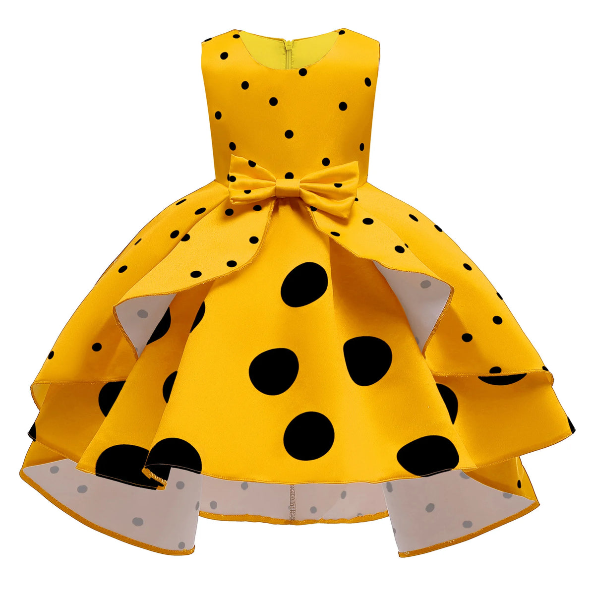 Girls' Sequin Satin Flare Sleeve Princess Party Dress