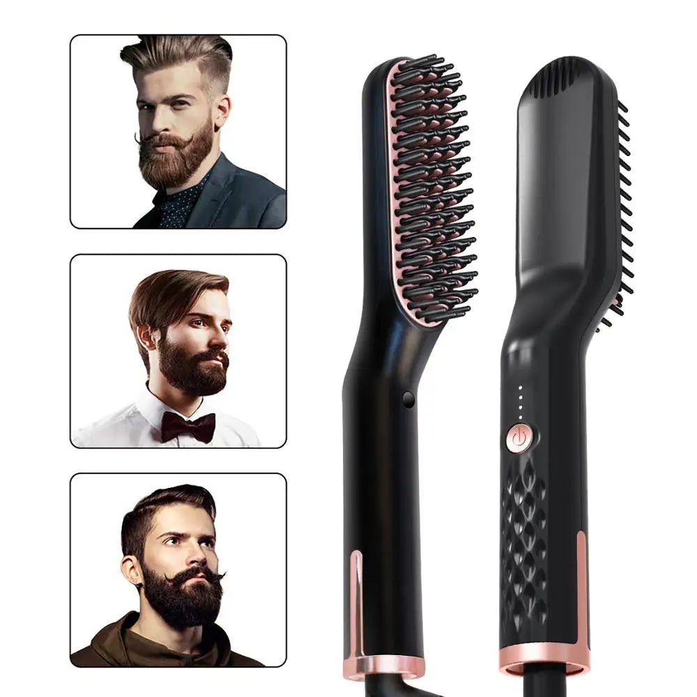 Electric Hair Straightening Brush and Beard Hot Comb
