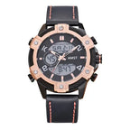 Men's Digital Quartz Dual Time Stainless Steel Watch