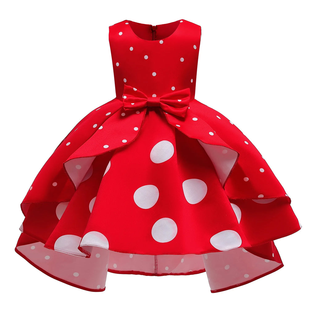 Girls' Sequin Satin Flare Sleeve Princess Party Dress