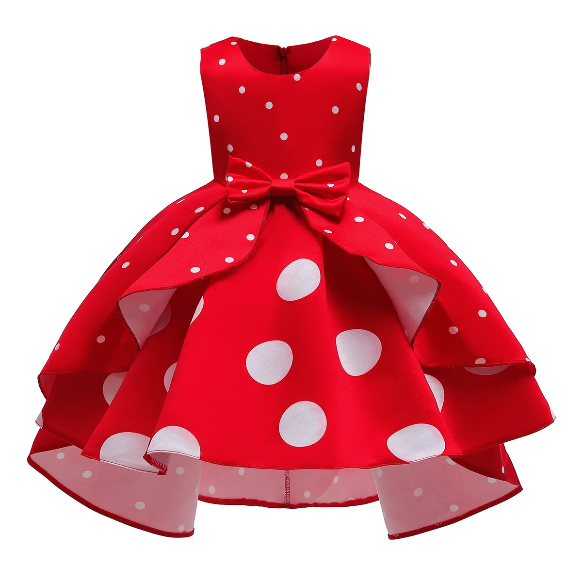 Girls' Sequin Satin Flare Sleeve Princess Party Dress