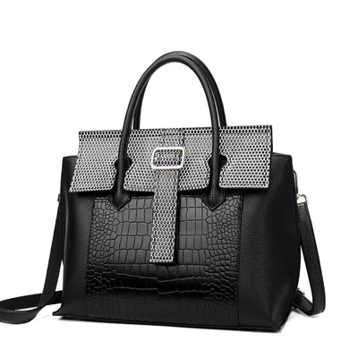 Women's Crocodile Pattern PU Leather Crossbody Shoulder Tote Bag