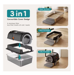 Stainless Steel Cat Litter Box with Fully Enclosed 30L Large Cat Litter Box for Big Cats Cat Box Scoop and Mat Included