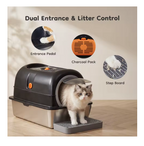 Stainless Steel Cat Litter Box with Fully Enclosed 30L Large Cat Litter Box for Big Cats Cat Box Scoop and Mat Included