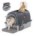 Stainless Steel Cat Litter Box with Fully Enclosed 30L Large Cat Litter Box for Big Cats Cat Box Scoop and Mat Included
