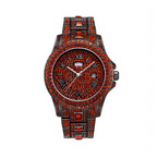 Hip Hop Stainless Steel Red Color Calendar Watch For Men