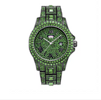 Hip Hop Stainless Steel Red Color Calendar Watch For Men