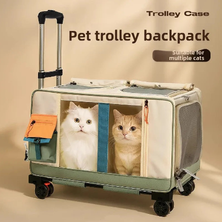 Portable Travel Pet Trolley Carrier Backpack for Cats Dogs