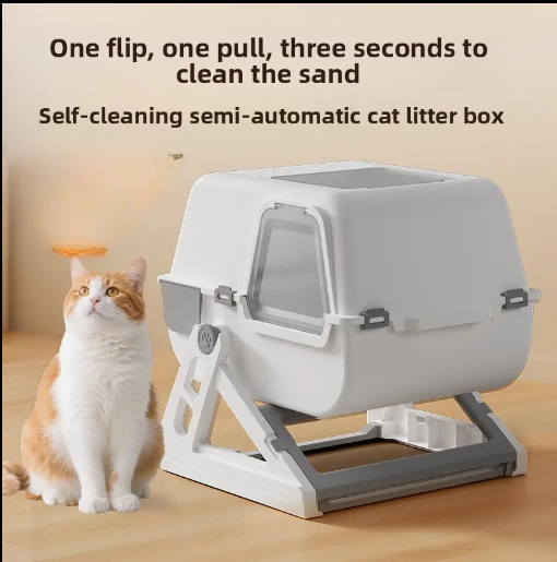 Semi Automatic Enclosed Cat Litter Box for Cats