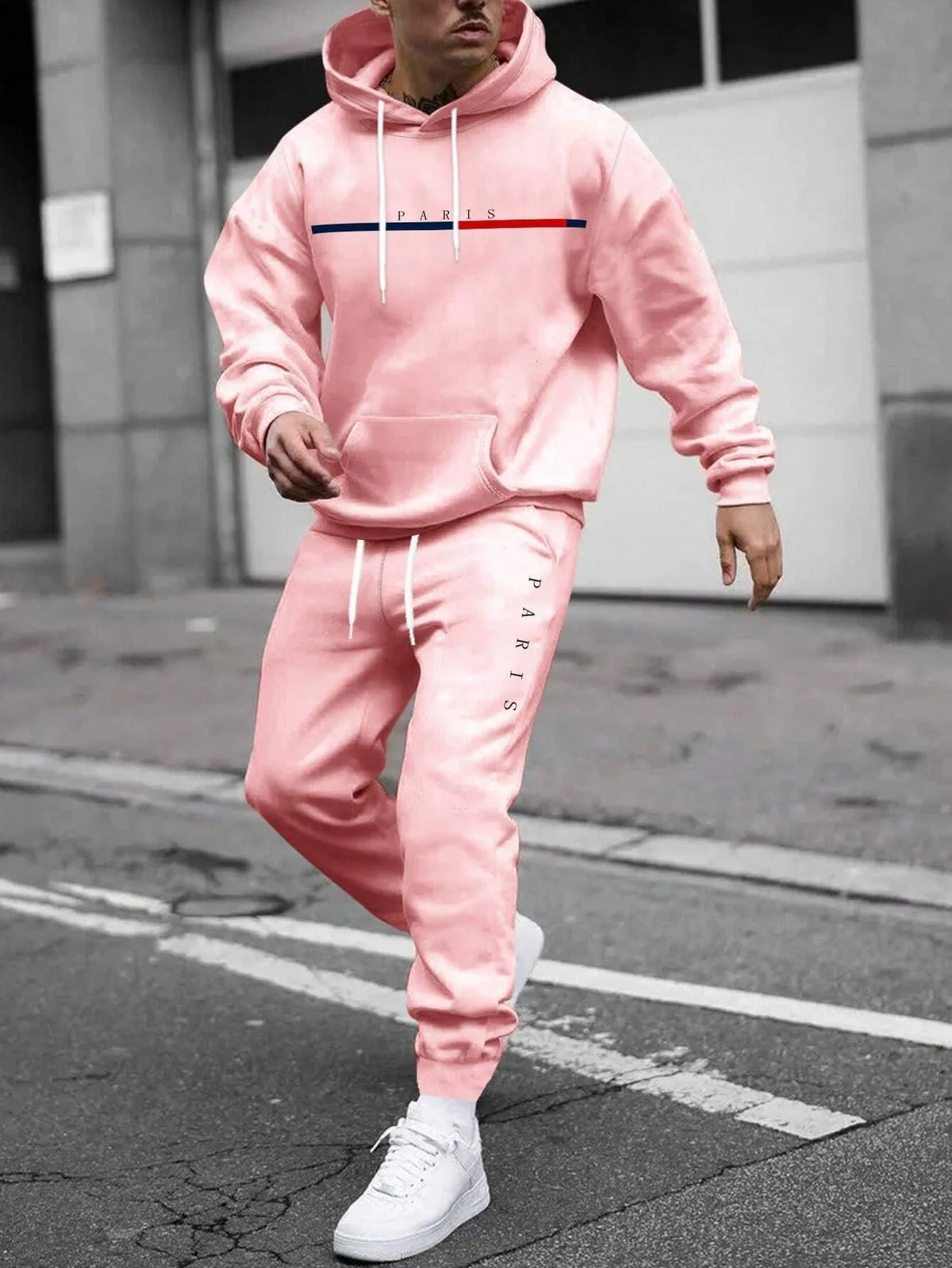 Men's Hooded Pullover and Sweatpants Two-Piece Set