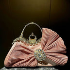 Women's Luxury Diamond Pleated Big Bow Evening Shoulder Bag