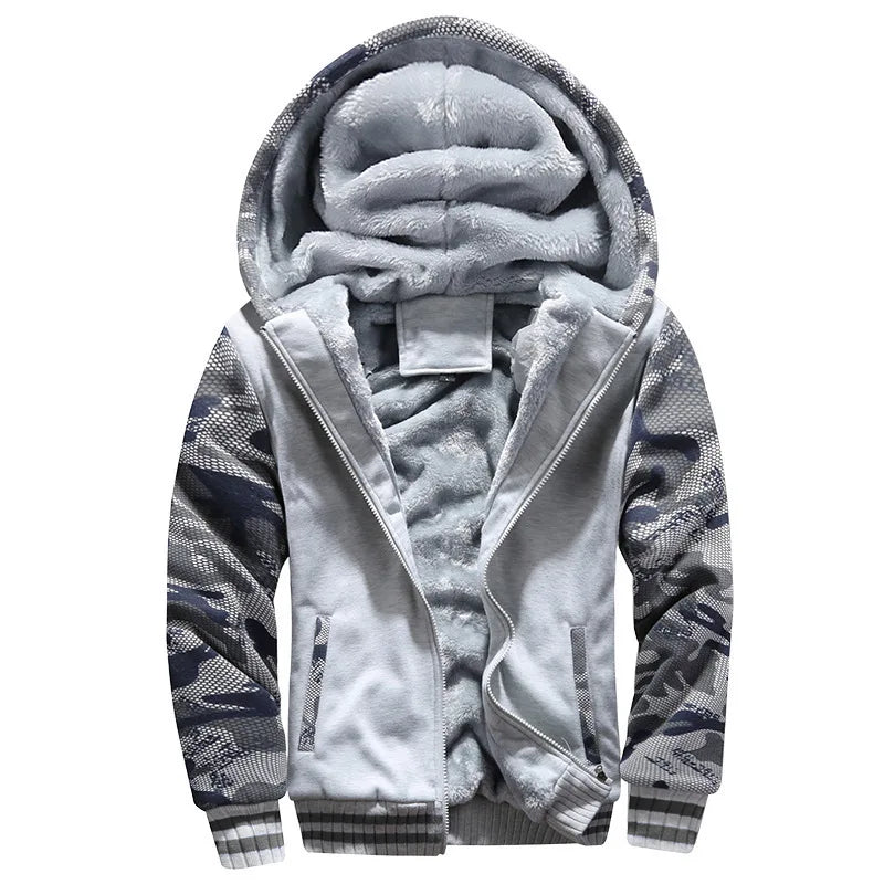 Men's Thick Warm Fleece Hooded Jacket and Pants Set