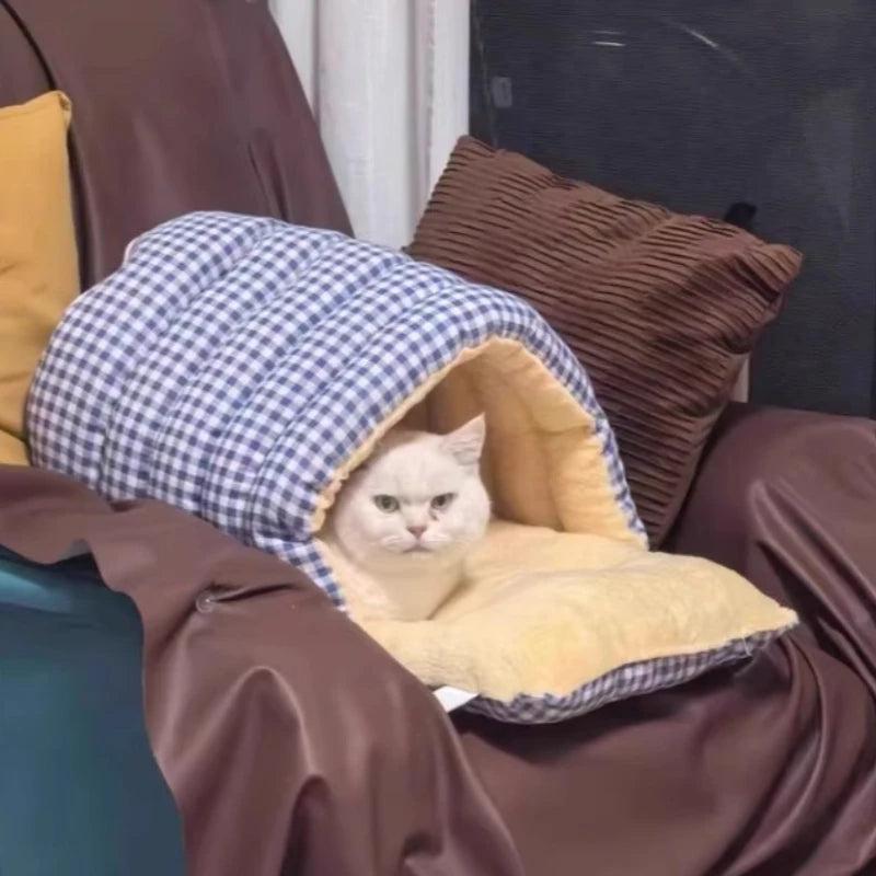 Warm Closed Cave Bed House for Cats Dogs